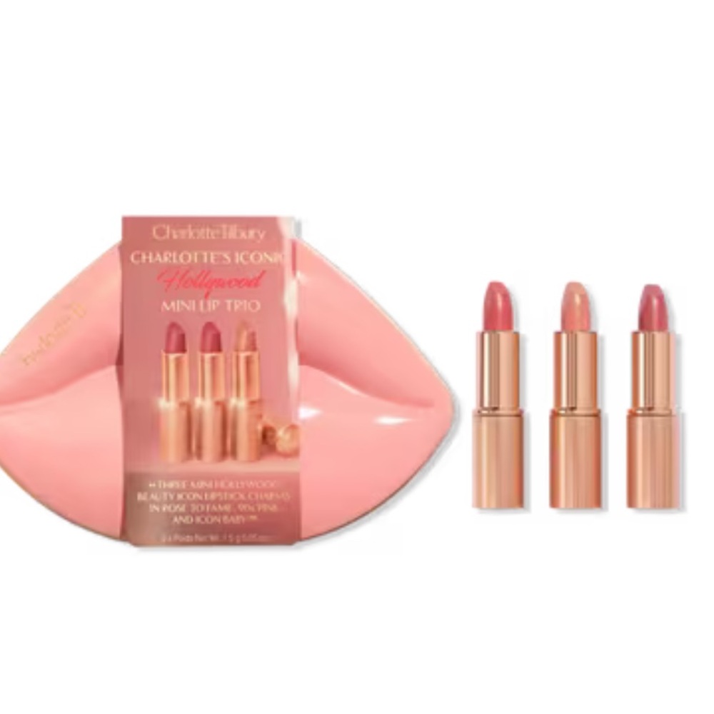 NEW Charlotte Tilbury KISSING Mini Lip Trio — Soft Pink & Rose Shades NWT